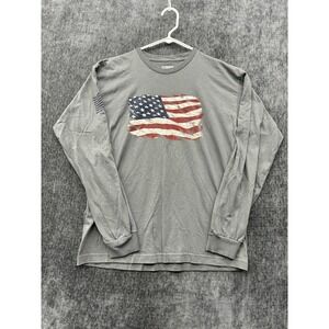 Rags Of Honor Shirt Men Large Heather Gray Graphic Print American Flag Crew Neck